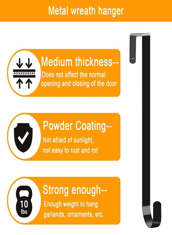 Dapute 15" Christmas Wreath Hangers for Front Door, 2 Pack Over The Door Wreath Hanger Hooks for Hanging Christmas Thanksgiving Easter Fall Spring Decoration, Door Hangers Suitable for Various Doors (Black) - Image 5